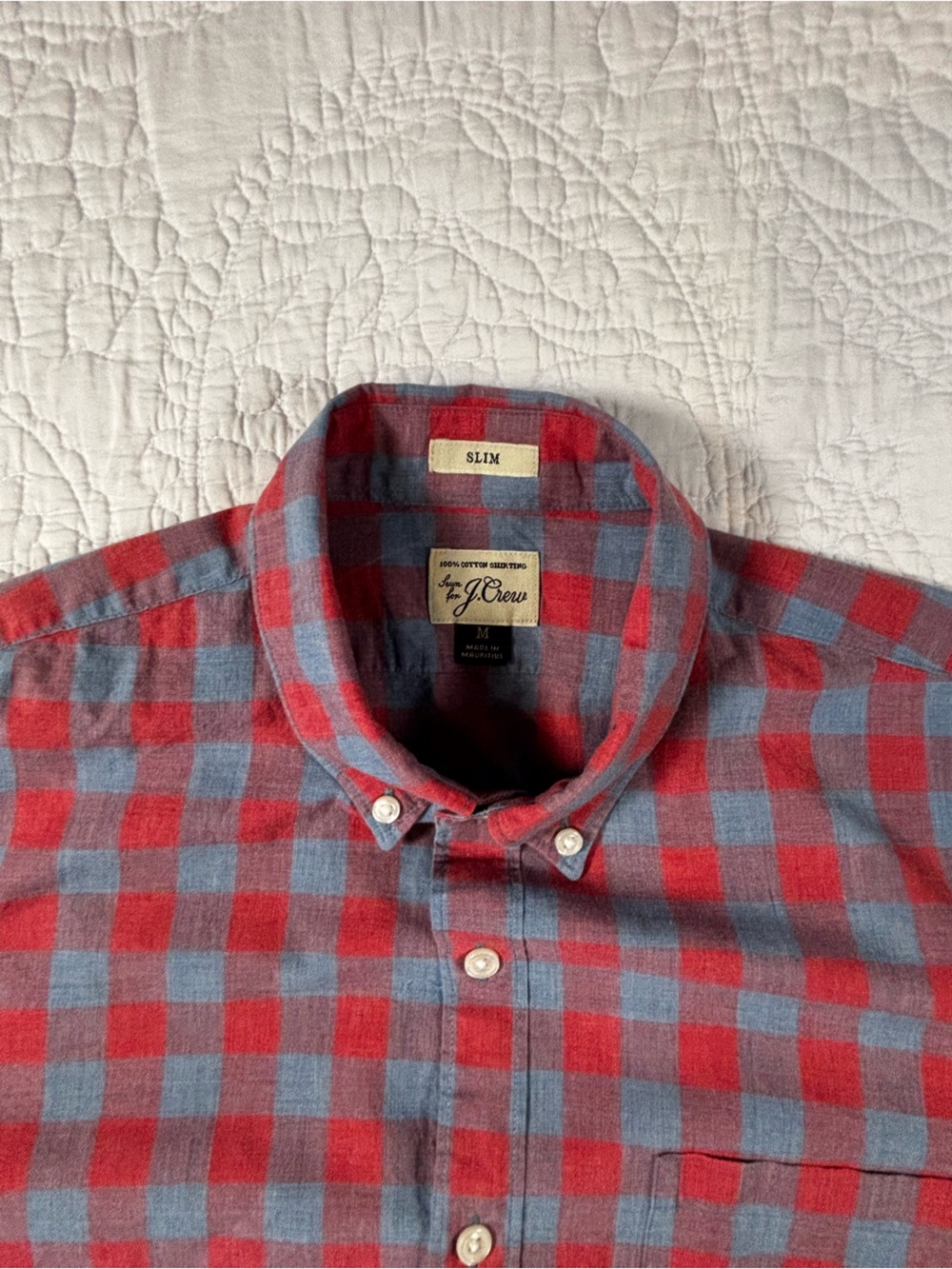 J. Crew Red and Gray Plaid Button-Down Shirt